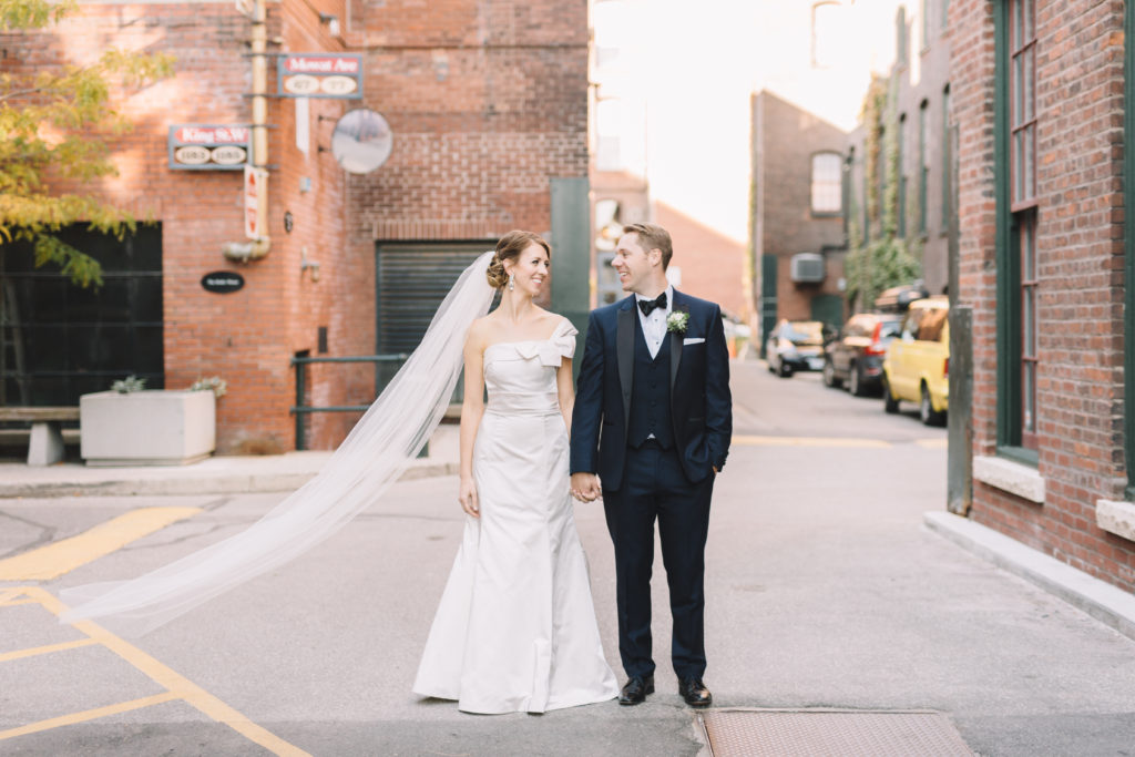 Bride and groom in Liberty Village