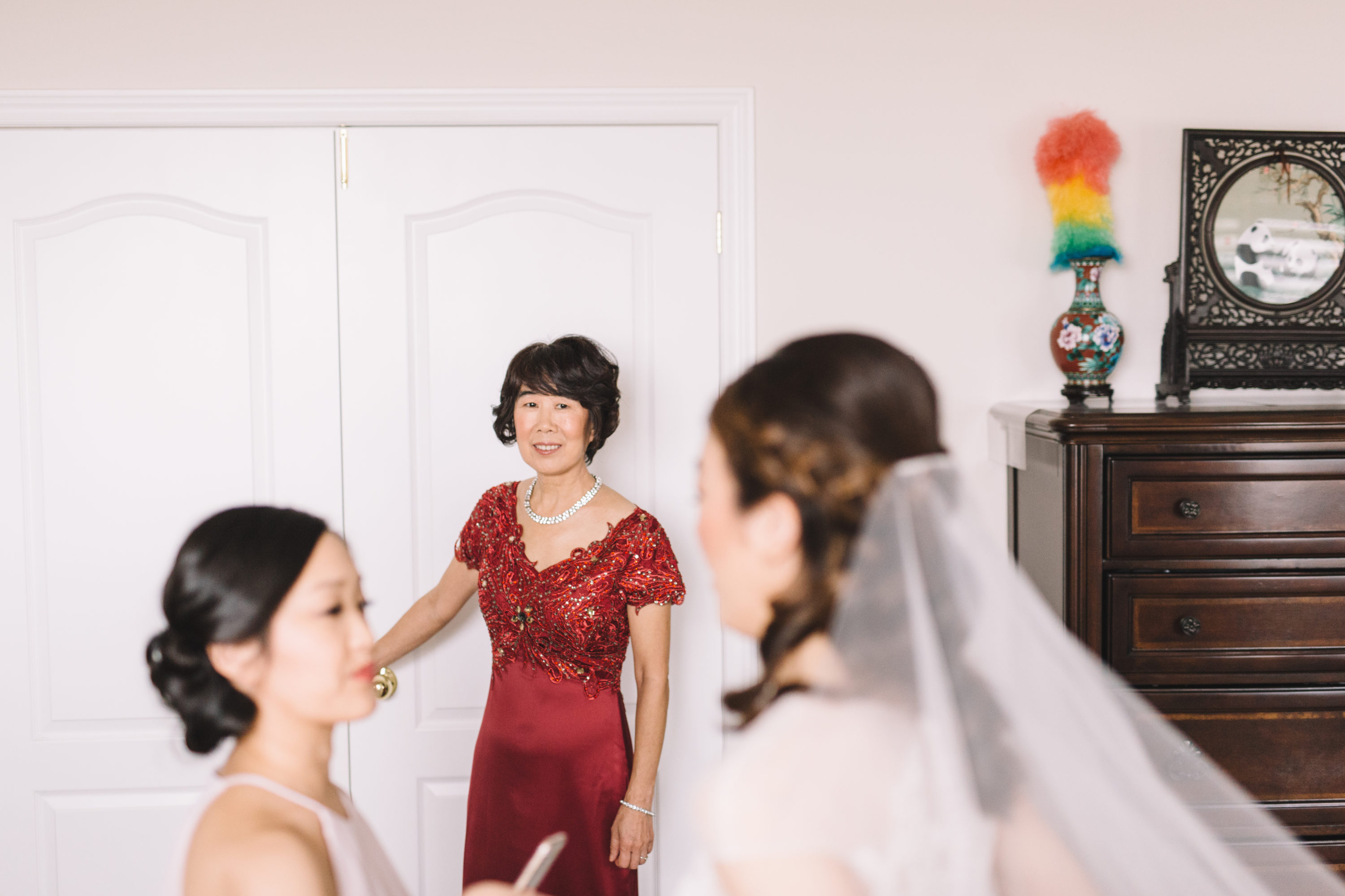 Mother looking at bride