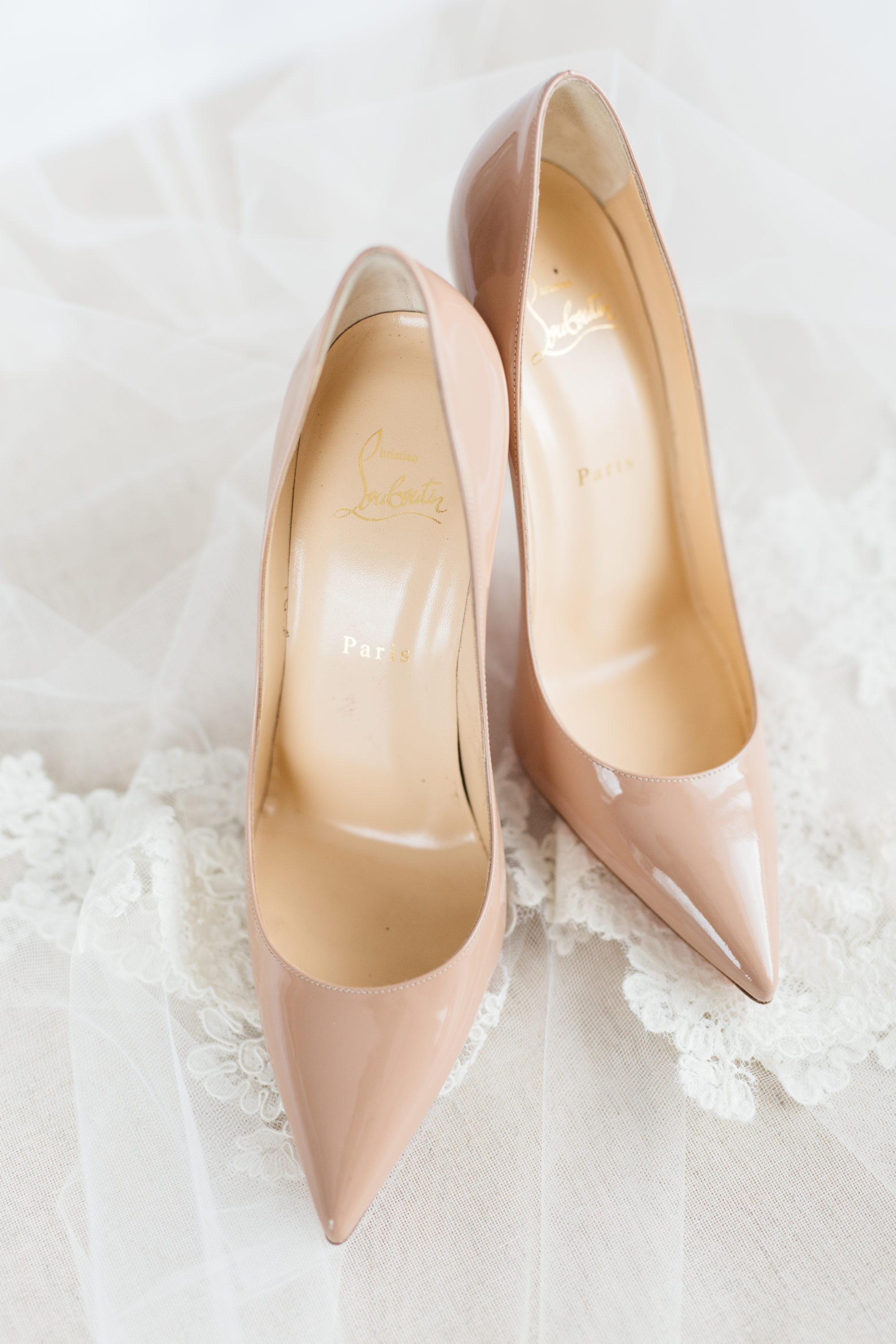 Bride's Louboutin wedding shoes