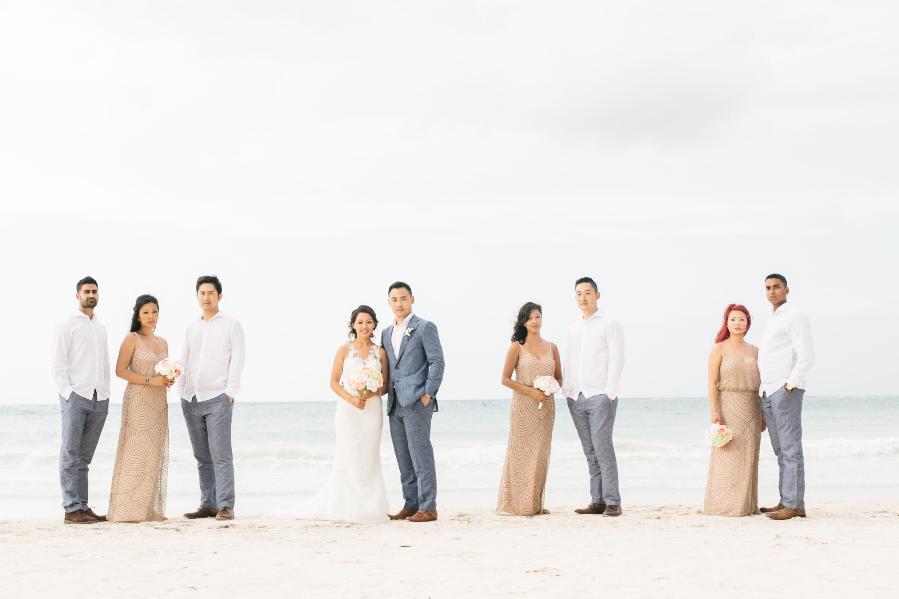Bridal party portrait at the beach