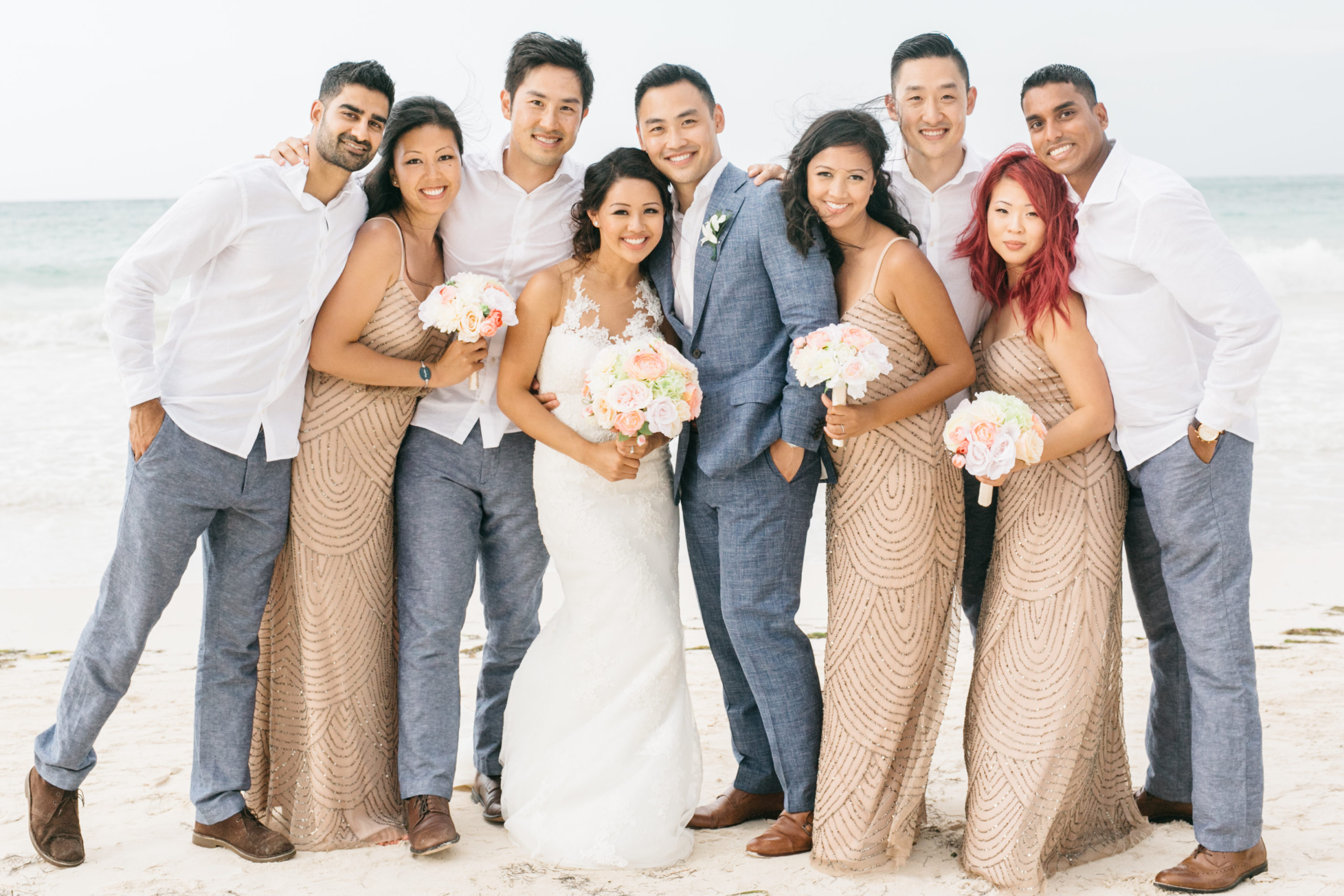 Bridal party portrait at the beach