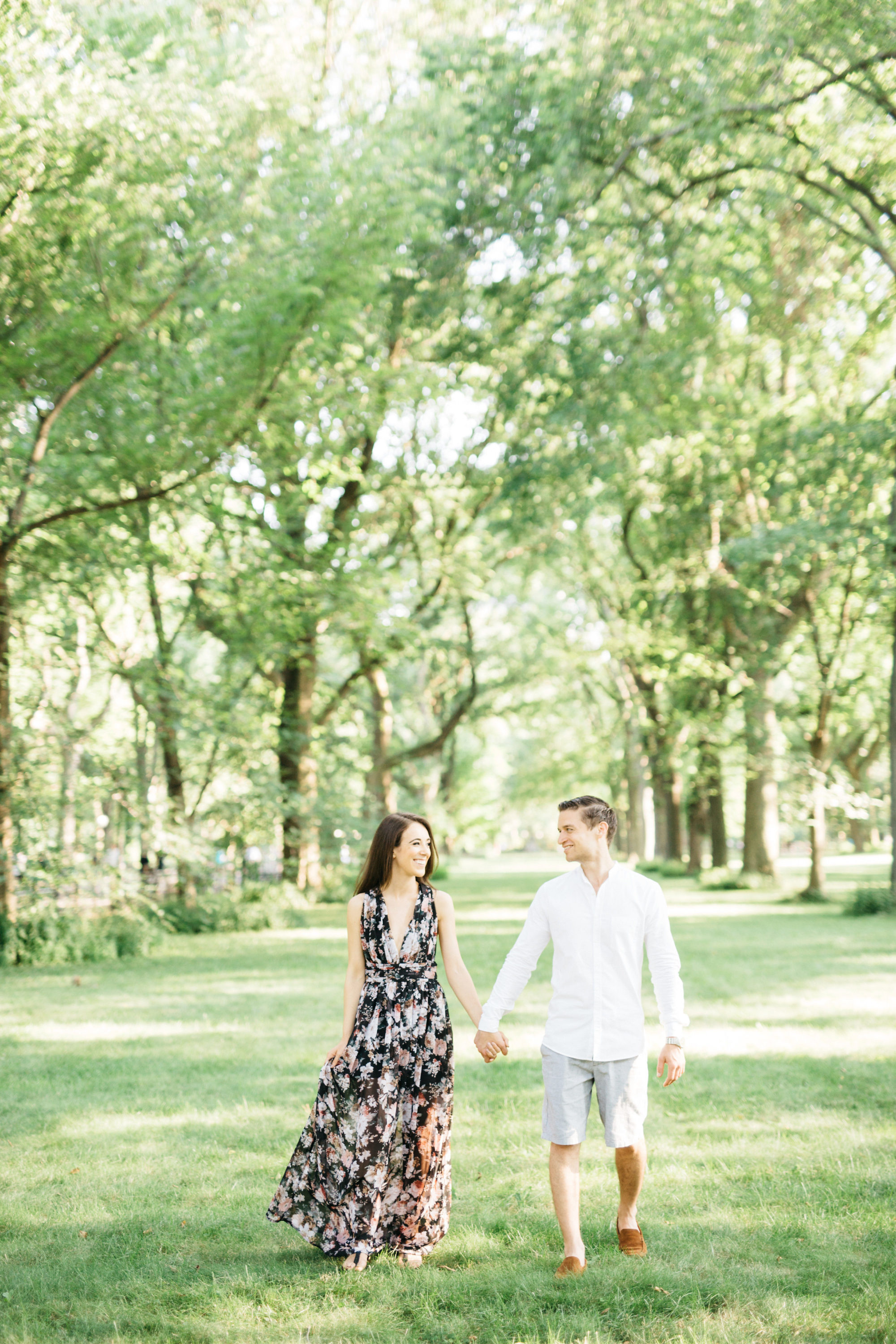 Couple walking in central park