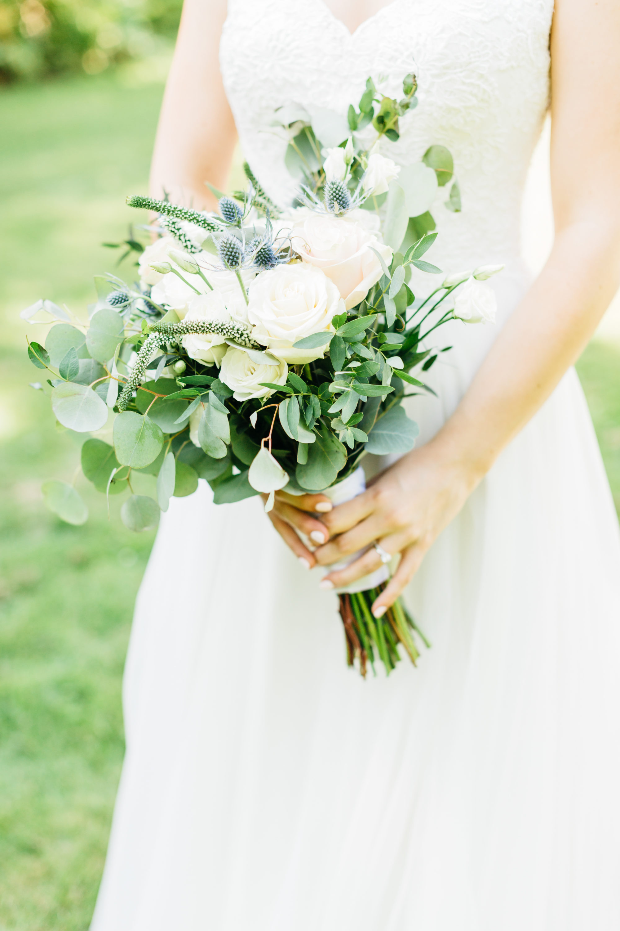 Details of bride's floral bouquet
