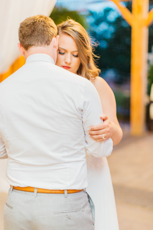 Bride and groom's first dances in barn at Stonewall Estates