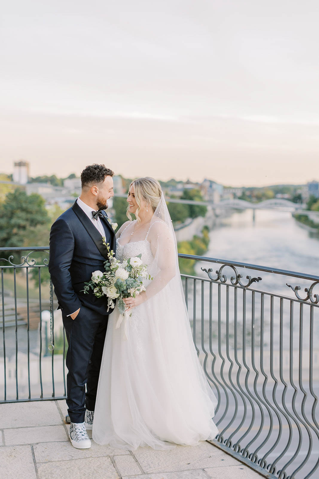 Bride and groom during sunset taken by Toronto wedding, photographer Paula Viscophotography