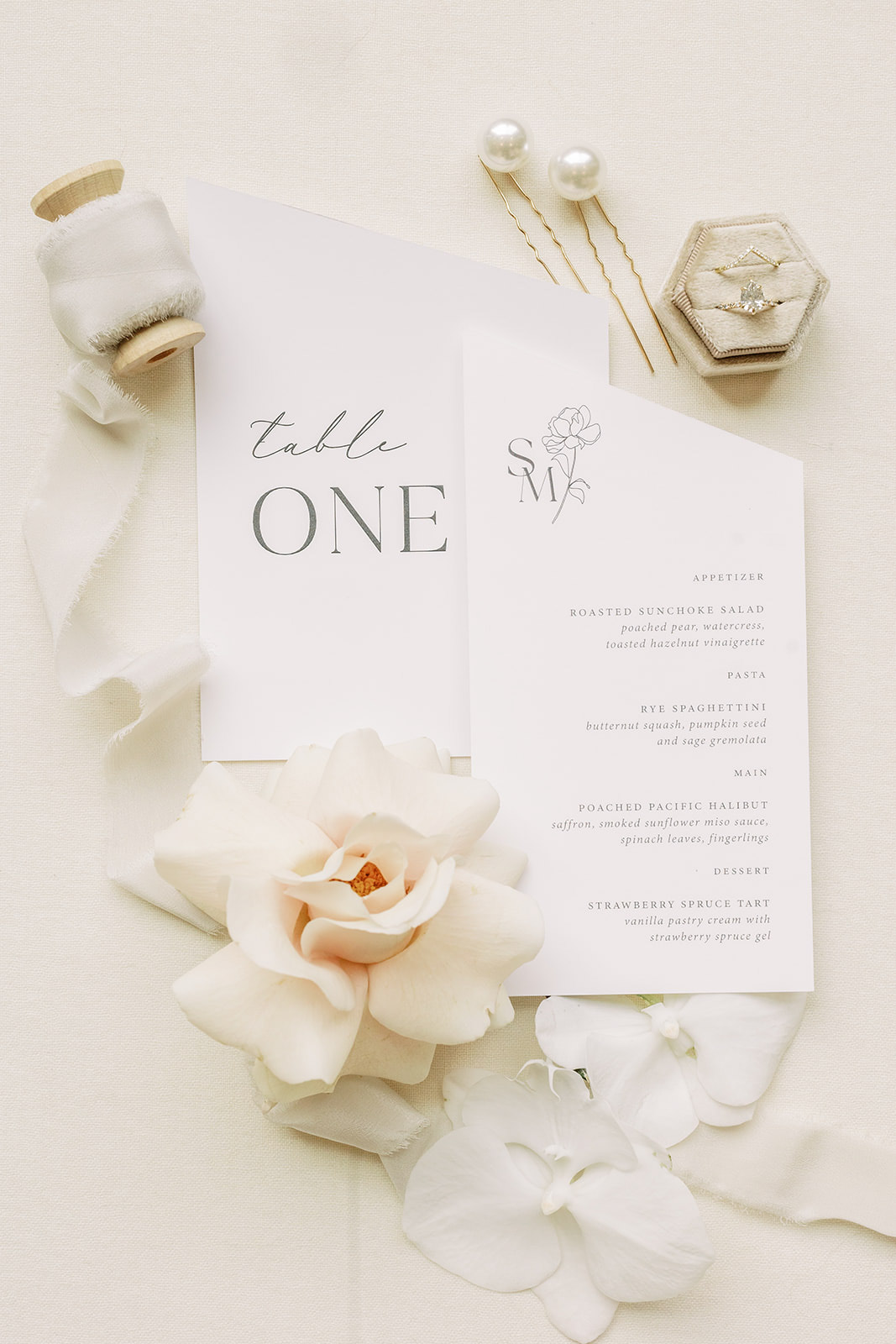 Detail photos of wedding stationary for Elora Mill Wedding Editorial featured in Wedding Chicks