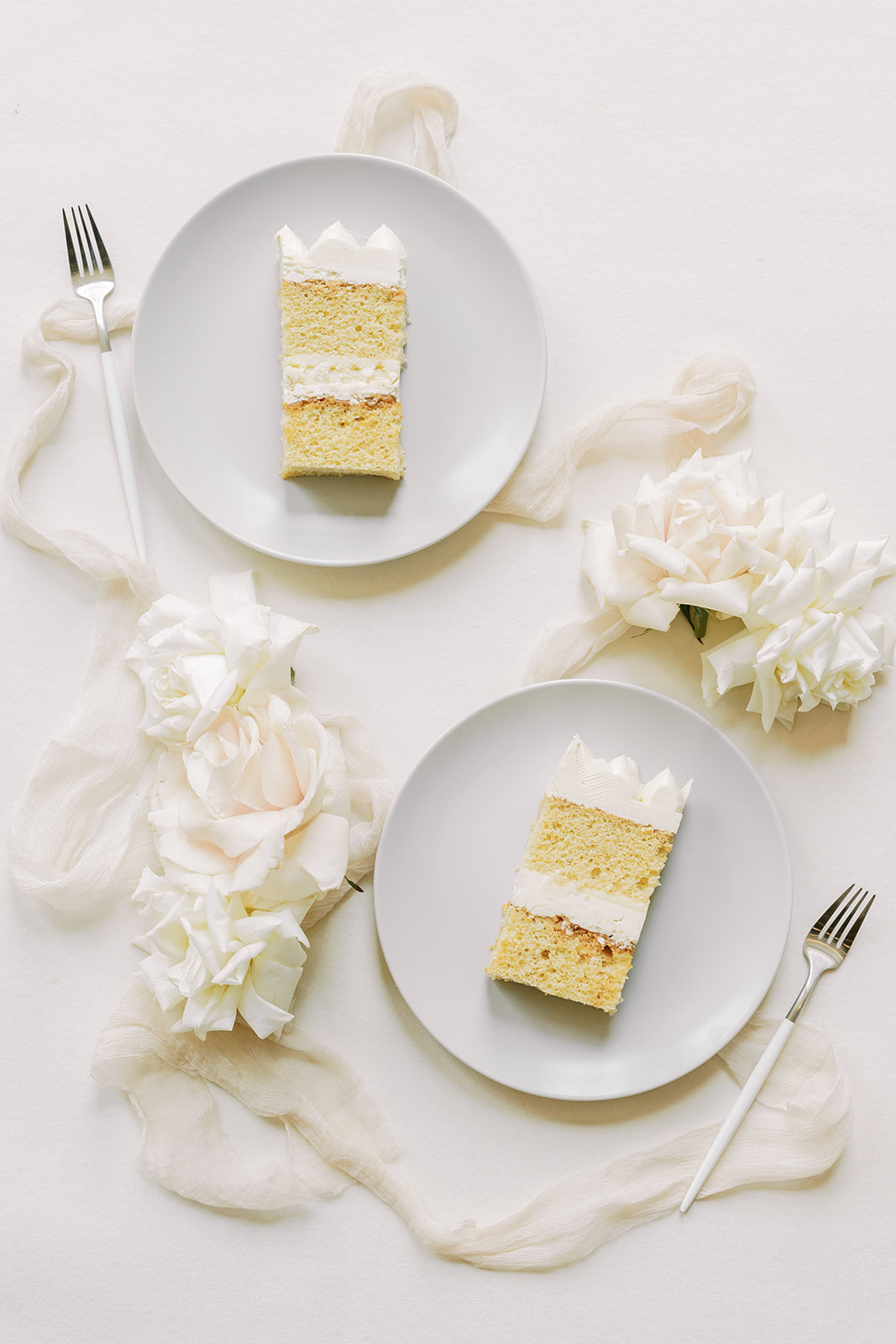 Slices of cake on plates for Elora Mill Wedding Editorial