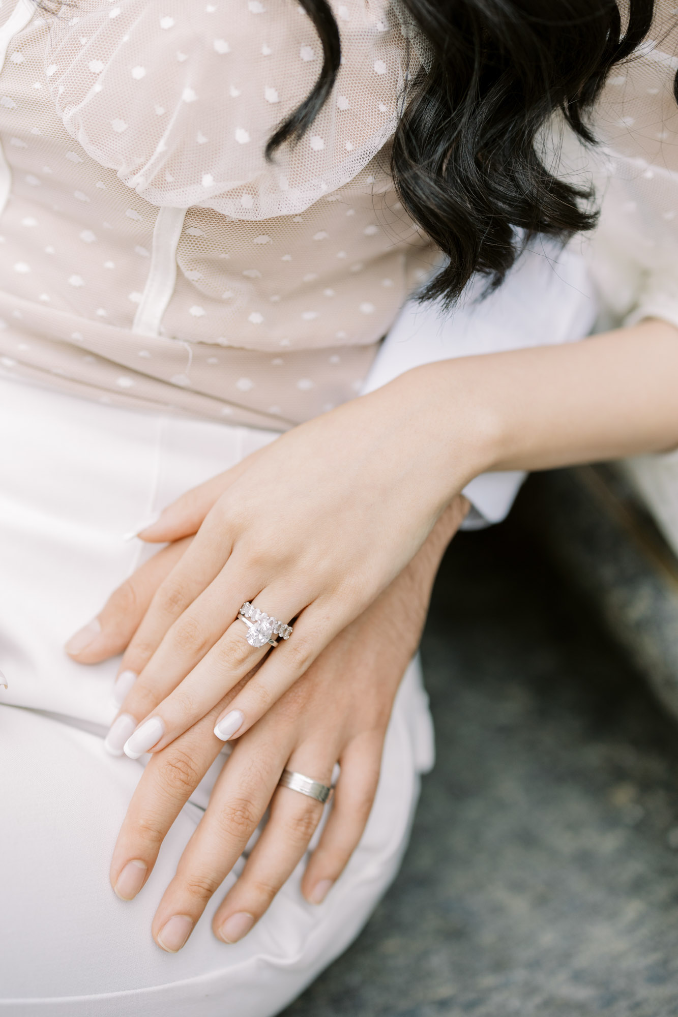 Close up photo of couple's hand's at Osgoode Hall Engagement Session