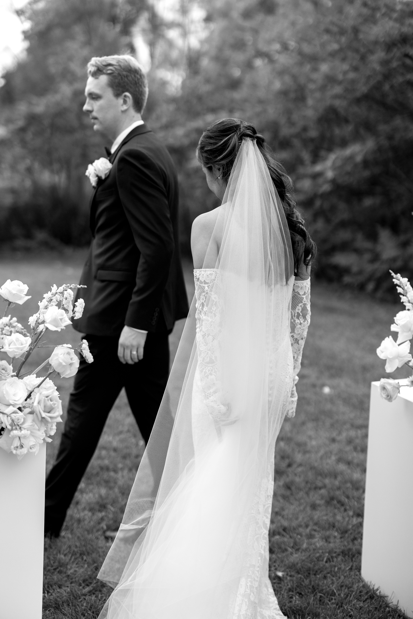 Bride and groom during ceremony at Harding Waterfront Estate 