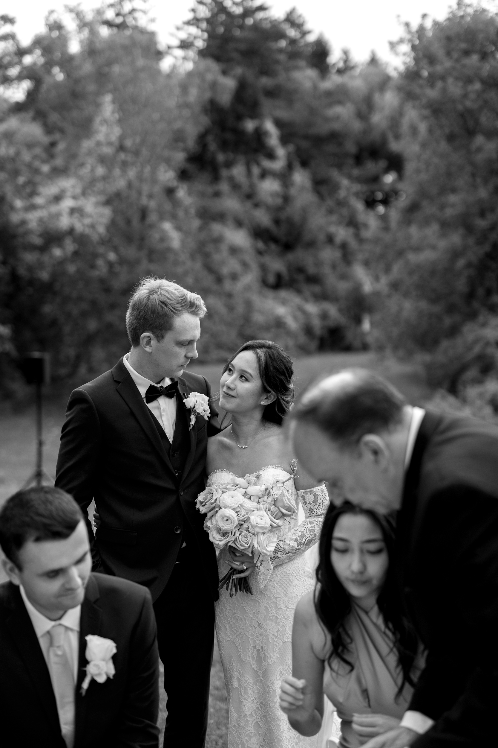 Bride looking at groom during ceremony