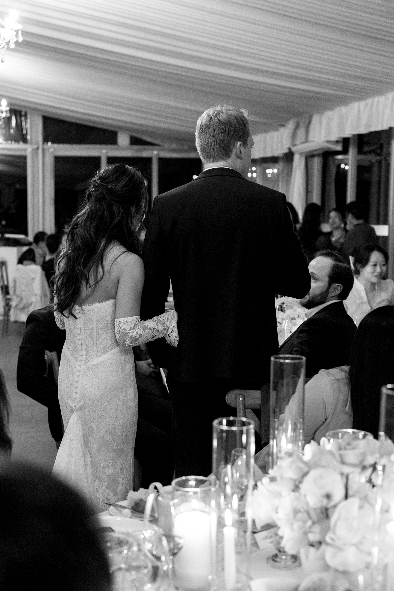 Bride and groom during reception at Harding Waterfront Estate Wedding