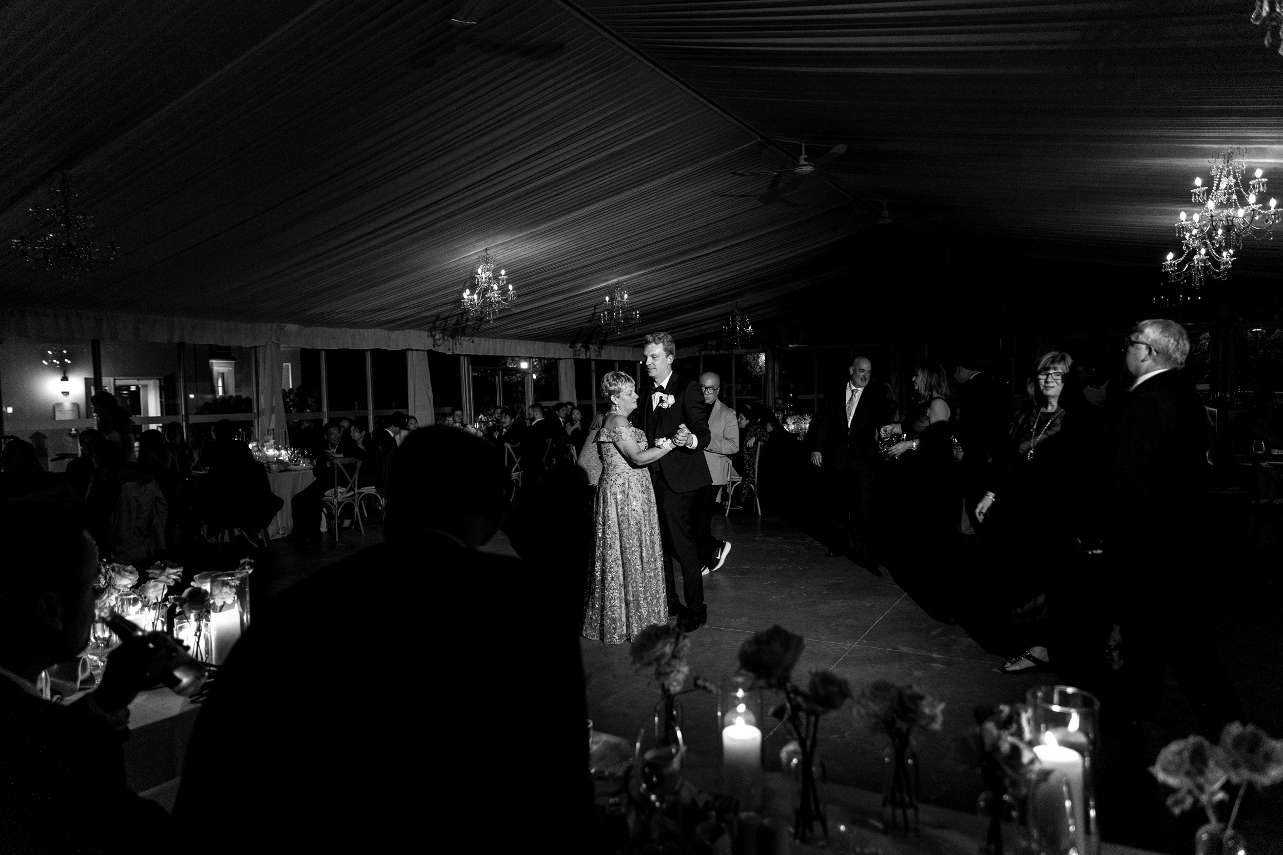 Mother and groom dance at Harding Waterfront Estate wedding